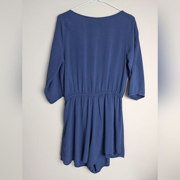 Abercrombie & Fitch Navy Blue Romper Women’s Button Front Shorts Sz L - Picture 5 of 6